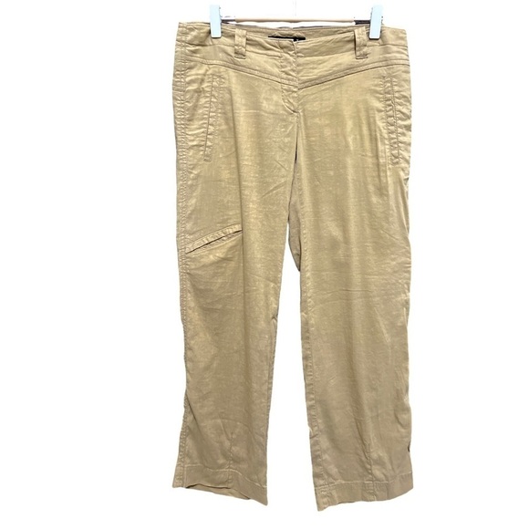 Theory Linen Blend Khaki Women’s Cropped Pants, Size 2 - Picture 1 of 8